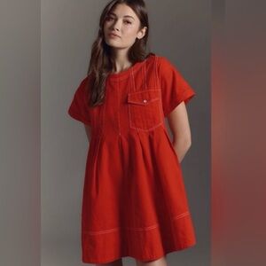 Anthropologie Pilcro Red Short Sleeve Dress - M